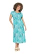 Midi šaty, listy, áčkový střih, V-výstřih, polo rukávy