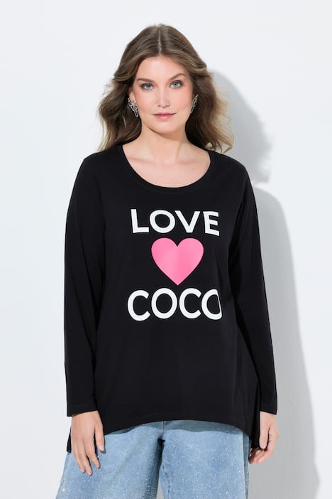 T-Shirt, A-Linie, Love Coco Herz-Motiv, Langarm