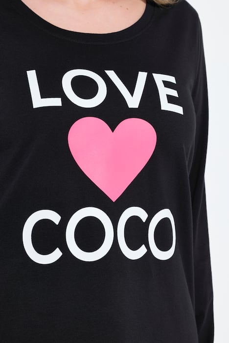 T-Shirt, A-Linie, Love Coco Herz-Motiv, Langarm