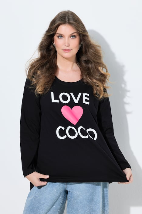 T-Shirt, A-Linie, Love Coco Herz-Motiv, Langarm