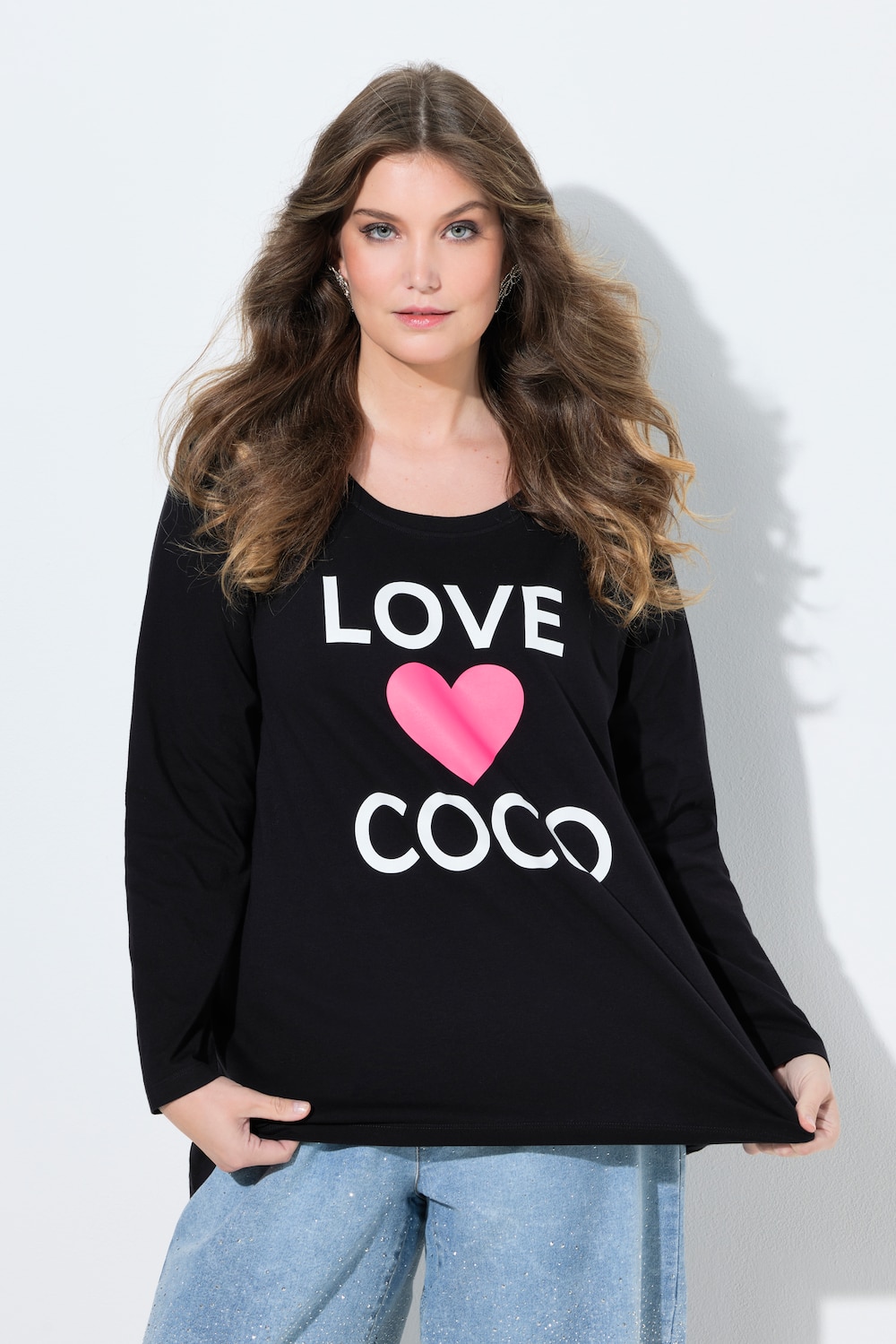 T-Shirt, A-Linie, Love Coco Herz-Motiv, Langarm