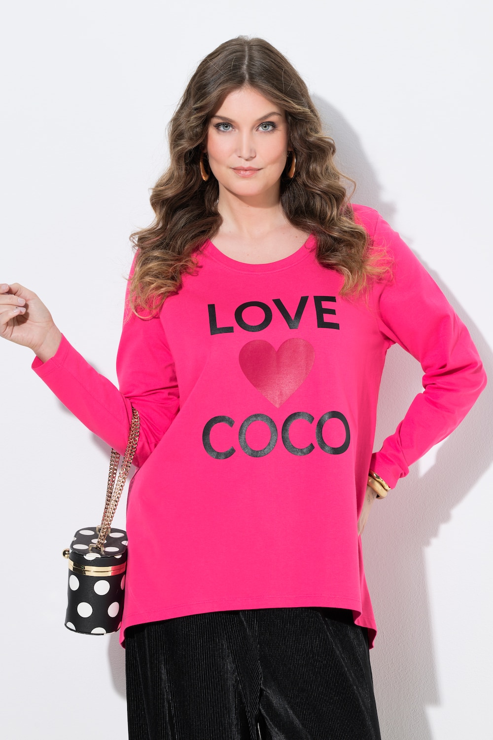 T-Shirt, A-Linie, Love Coco Herz-Motiv, Langarm