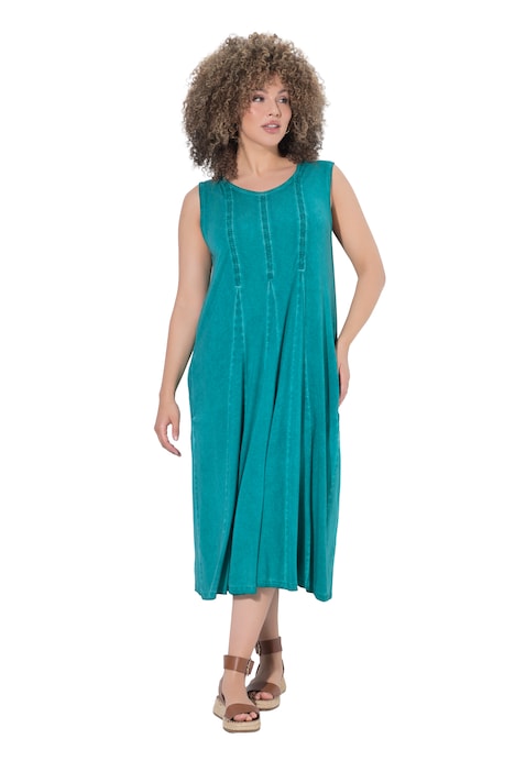 Midi šaty, ozdobné stuhy, godetové záhyby, V výstřih, bez rukávů