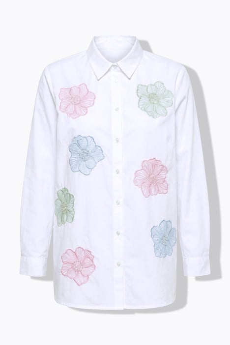 Blouse, Loose Fit, 3D-bloemen, lange mouwen