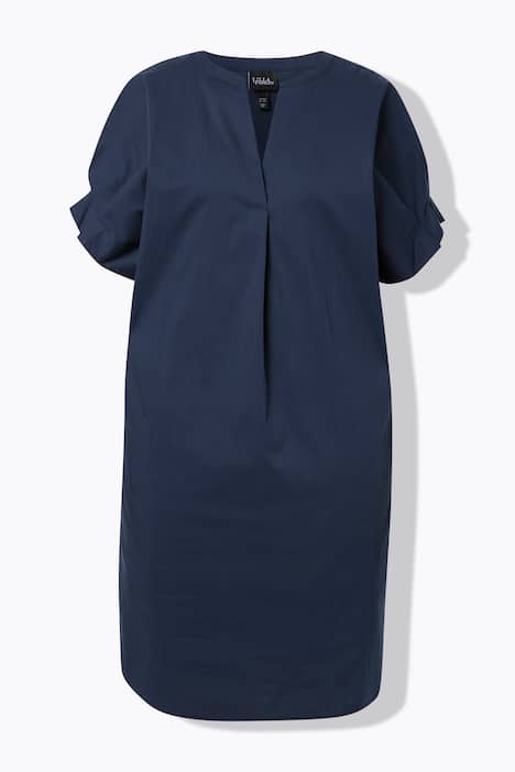 Kleid, Zierfalte, Tunika-Ausschnitt, Oversized, Halbarm