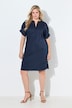Kleid, Zierfalte, Tunika-Ausschnitt, Oversized, Halbarm