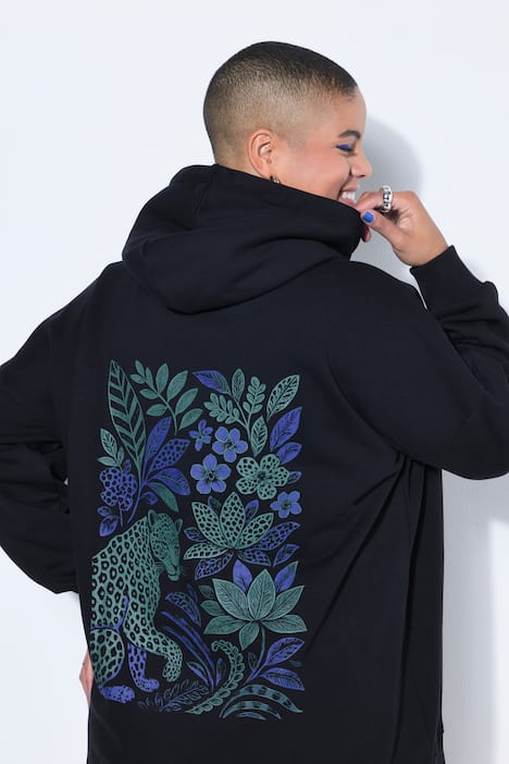 Bluza z kapturem, oversize, kaptur, nadruki w panterkę