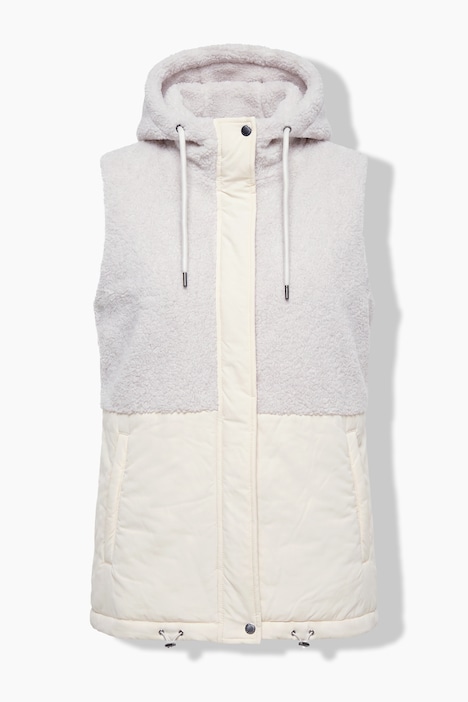 Weste, Teddyfleece , A-Linie, Kapuze, ärmellos