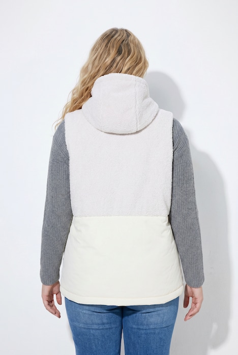 Weste, Teddyfleece , A-Linie, Kapuze, ärmellos