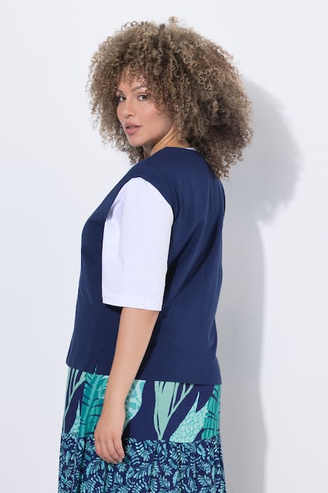 Jersey-Weste, Flammjersey, V-Ausschnitt, ärmellos