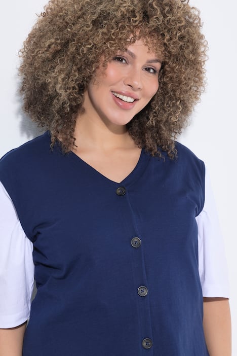 Jersey-Weste, Flammjersey, V-Ausschnitt, ärmellos