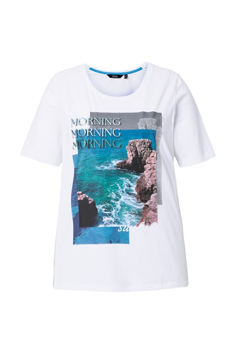 Tričko, fotografický motiv, klasický střih, kulatý výstřih, polodlouhý rukáv