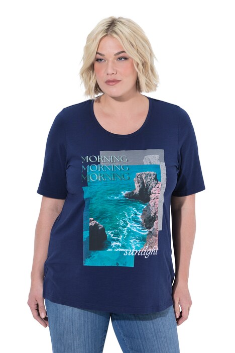 Tričko, fotografický motiv, klasický střih, kulatý výstřih, polodlouhý rukáv