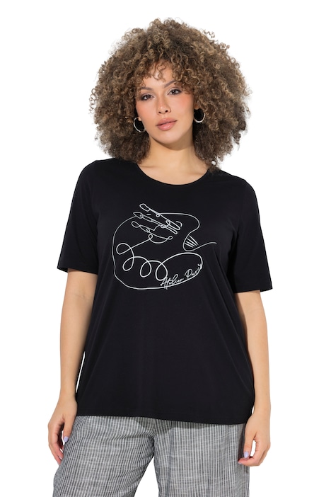 Tričko, potisk s motivem, klasický střih, kulatý výstřih, polodlouhý rukáv