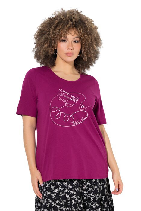 Tričko, potisk s motivem, klasický střih, kulatý výstřih, polodlouhý rukáv