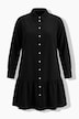 Robe oversize en jean, manches longues et larges et volant à la base