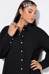 Robe oversize en jean, manches longues et larges et volant à la base