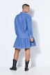 Denim dress, oversized, hem flounce, wide long sleeve