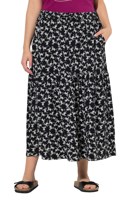 Maxi sukně, květiny, áčkový střih, elastický pas, volánkový lem