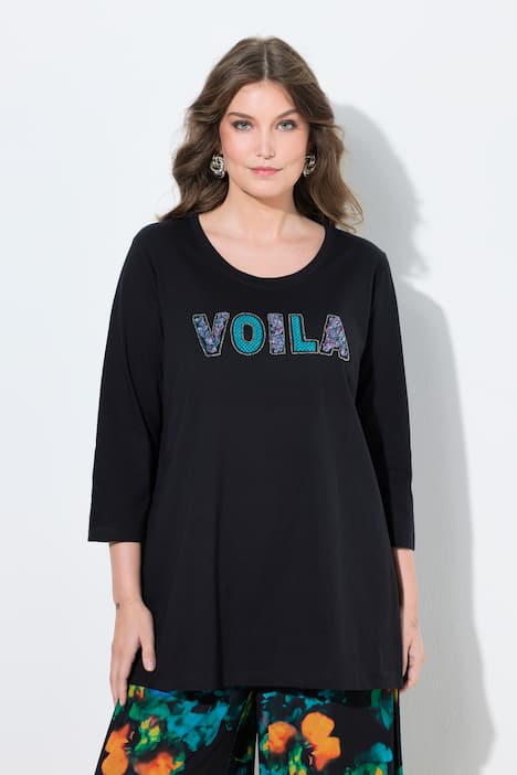 T-Shirt, A-Linie, VOILA Applikation, 3/4-Ärmel
