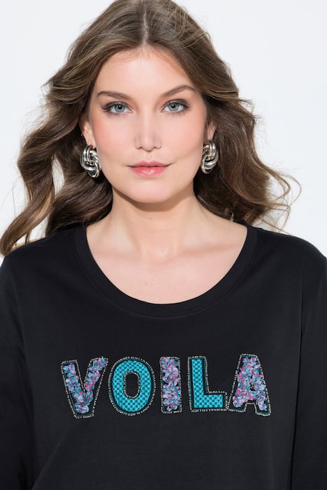 T-Shirt, A-Linie, VOILA Applikation, 3/4-Ärmel