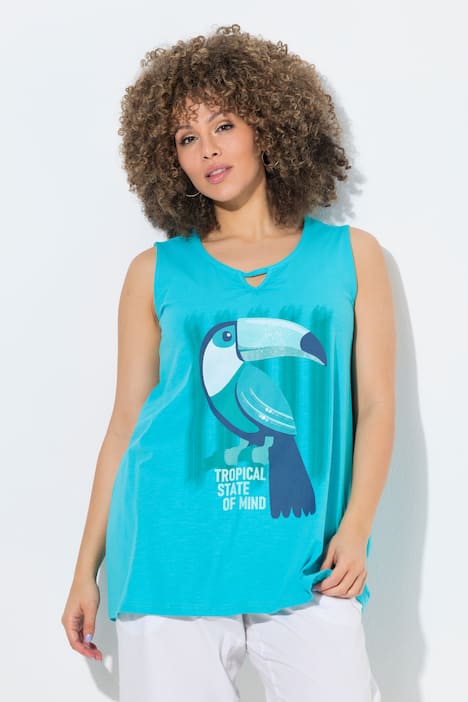 Top, Tukan, Pailletten, V-Ausschnitt, ärmellos