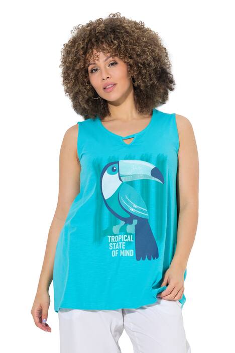 Top, tukan, flitry, V výstřih, bez rukávů