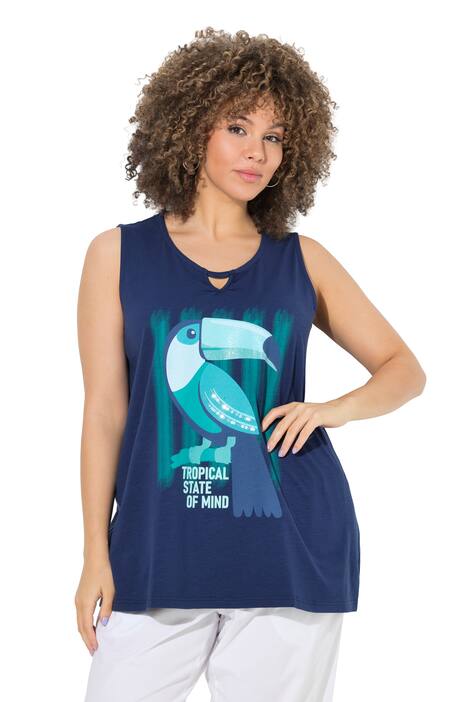 Top, tukan, flitry, V výstřih, bez rukávů