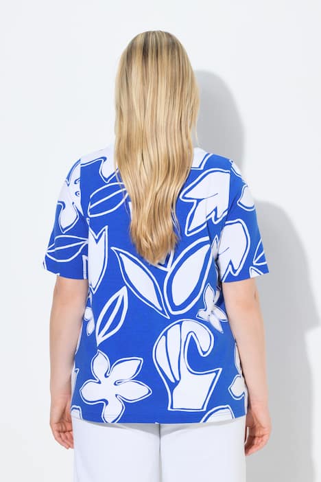 T-shirt, A-lijn, ronde hals, cut-out, korte mouwen