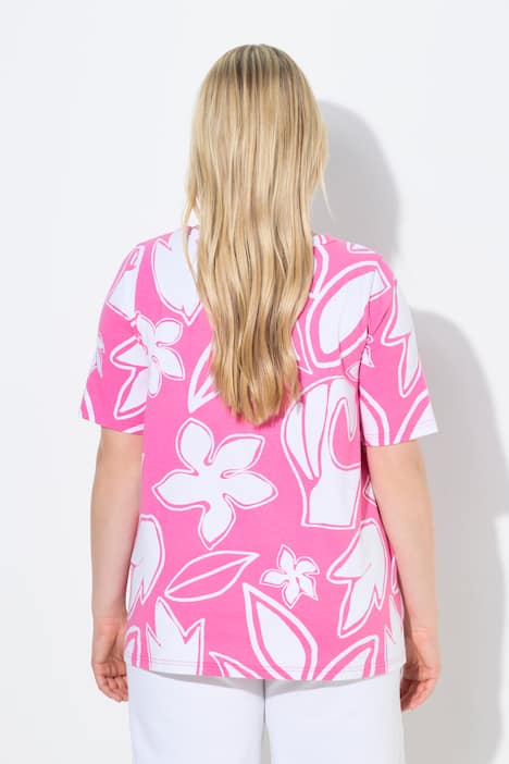 T-shirt, A-lijn, ronde hals, cut-out, korte mouwen