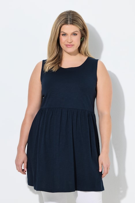 Longtop, Empirenaht, Rundhals, ärmellos, Biobaumwolle