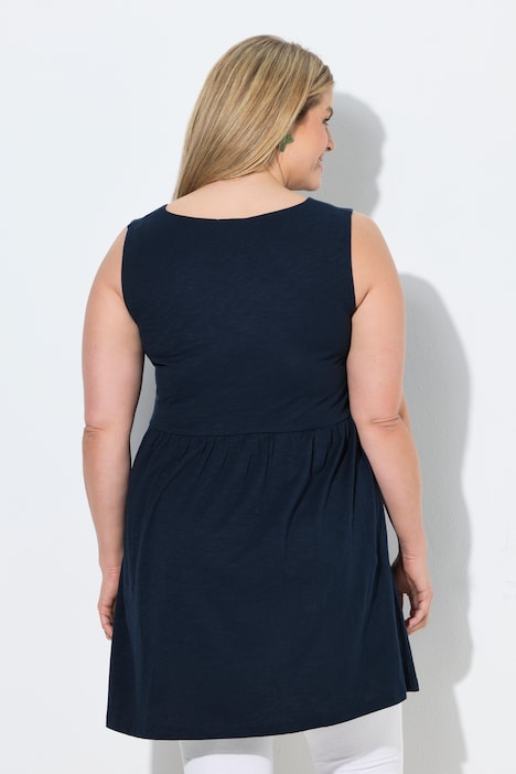 Longtop, Empirenaht, Rundhals, ärmellos, Biobaumwolle