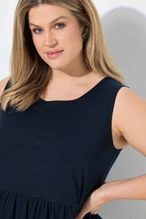 Longtop, Empirenaht, Rundhals, ärmellos, Biobaumwolle