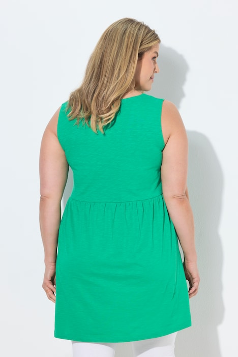 Longtop, Empirenaht, Rundhals, ärmellos, Biobaumwolle