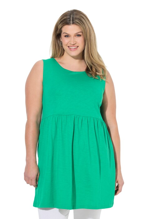 Dlouhý top, šev pod prsy, kulatý výstřih, bez rukávů, bio bavlna