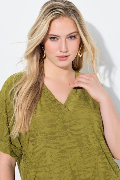 T-Shirt, Oversized, V-Ausschnitt, Halbarm