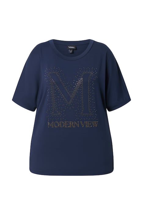 tričko, ozdobné kamínky, volný střih, kulatý výstřih, polodlouhý rukáv