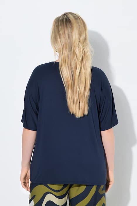 T-shirt, siersteentjes, oversized, ronde hals, korte mouwen
