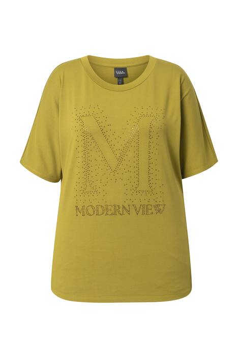 tričko, ozdobné kamínky, volný střih, kulatý výstřih, polodlouhý rukáv