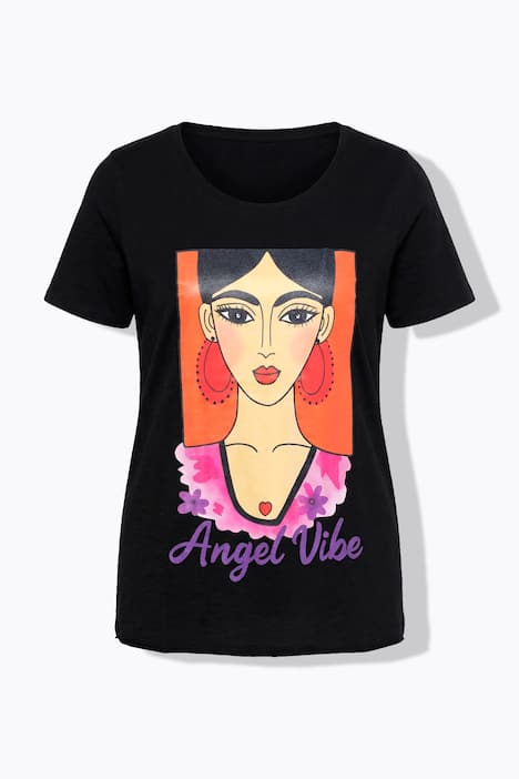 T-Shirt, Frauen-Motiv, offene Kanten, Halbarm