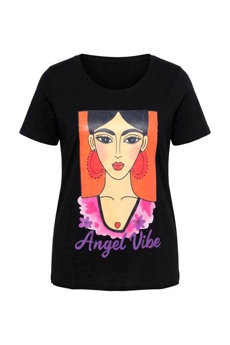 Tričko, motiv žen, otevřené okraje, krátké rukávy