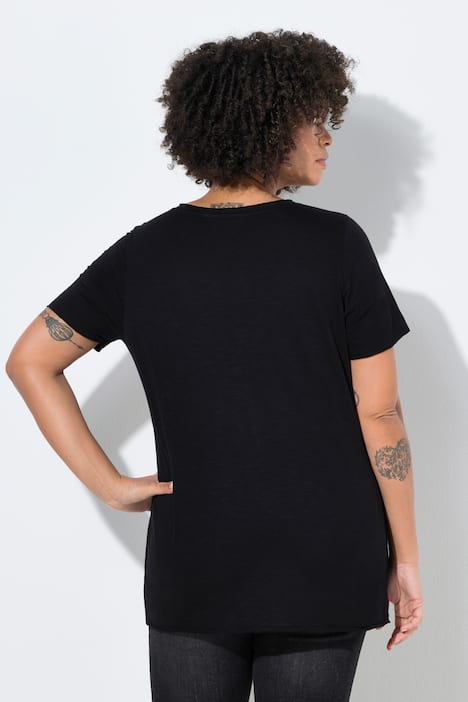 T-Shirt, Frauen-Motiv, offene Kanten, Halbarm