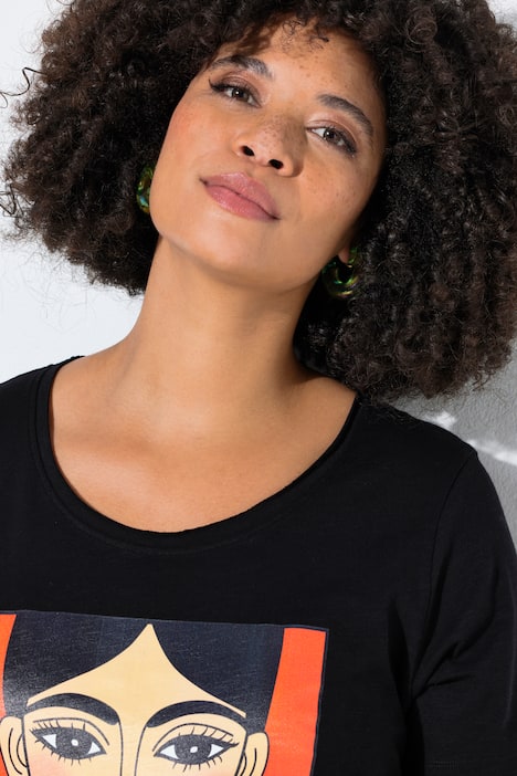 T-Shirt, Frauen-Motiv, offene Kanten, Halbarm