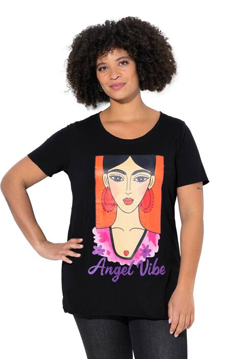 Tričko, motiv žen, otevřené okraje, krátké rukávy