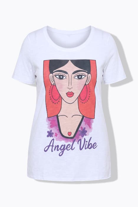 T-Shirt, Frauen-Motiv, offene Kanten, Halbarm