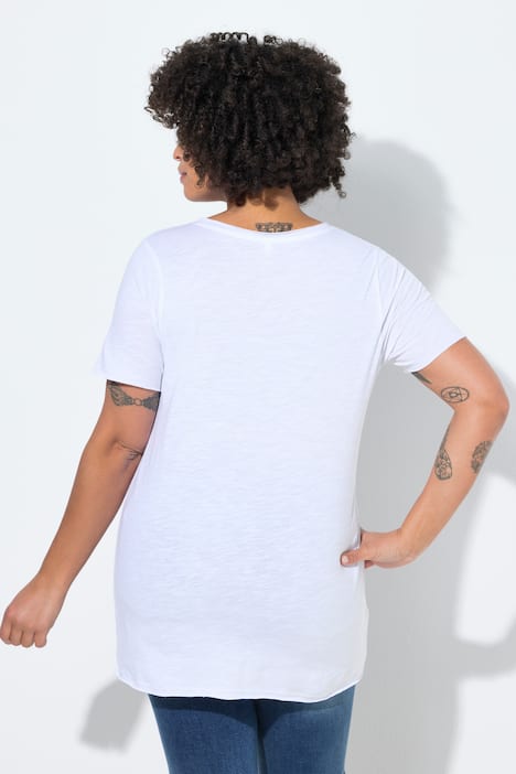 T-Shirt, Frauen-Motiv, offene Kanten, Halbarm