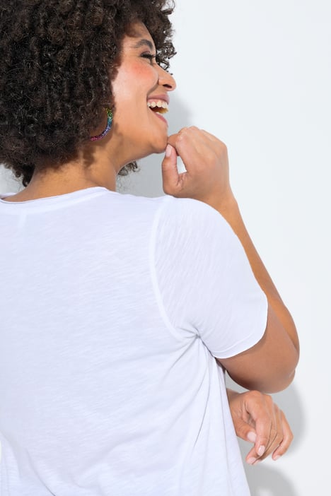 T-Shirt, Frauen-Motiv, offene Kanten, Halbarm