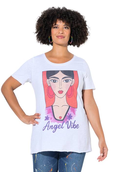 Tričko, motiv žen, otevřené okraje, krátké rukávy