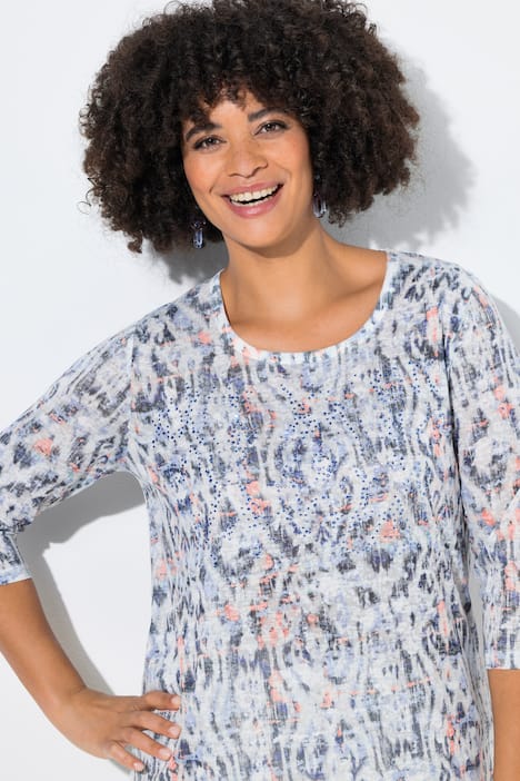 T-Shirt, A-Linie, Ausbrenner-Jersey, Glitzersteinchen