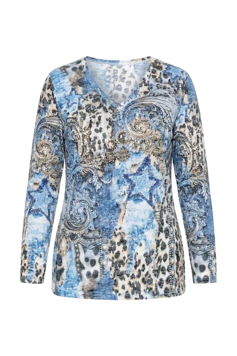 Tričko, Comfort střih, leopardí / hvězdy, třpytivé kamínky